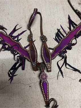Fushia Western Leather Breast Collar with Gem Accents Fallon Taylor’s